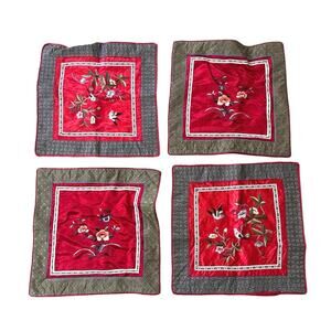 Vintage Chinese silk embroidered pillow cases (set of 4)
